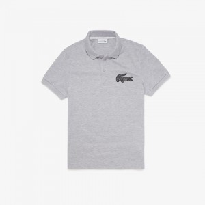 Camisa Polo Lacoste Masculino Branco Vermelhas Regular Fit Crocodile Badge Cotton Piqué OR0-71657U4