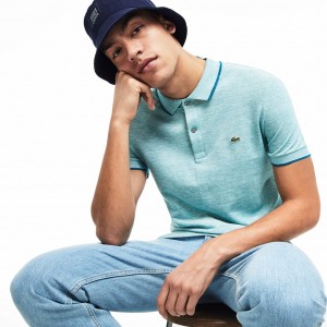Camisa Polo Lacoste Masculino Azuis Regular Fit Piqué MN1-54335F9