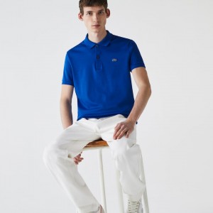 Camisa Polo Lacoste Masculino Azuis Regular Fit Soft Cotton LF1-10081T3