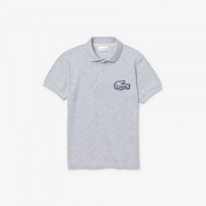 Camisa Polo Lacoste Criança Cinzentas Regular fit Crocodile Flecked Cotton Piqué PN4-29602P2