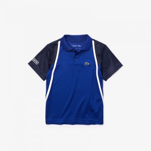 Camisa Polo Lacoste Criança Azuis Pretas Branco SPORT Breathable Piqué Tennis FO0-99109D4