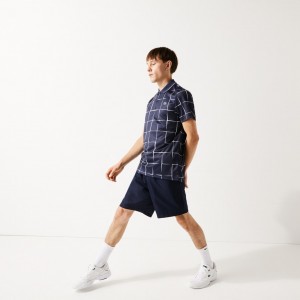 Camisa Polo Lacoste Masculino Bege Vermelhas SPORT Breathable Print Piqué Tennis KC0-85848L3