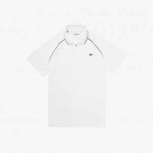 Camisa Polo Lacoste Masculino Branco Azul Marinho Azuis SPORT Breathable Zippered Golf TL0-84498T7