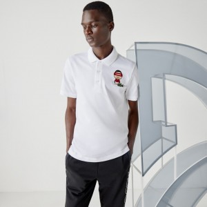 Camisa Polo Lacoste Masculino Branco Azul Marinho Azuis SPORT Collab Youssef SY Cotton Piqué OQ7-49404I7