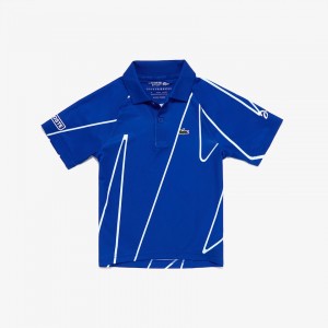 Camisa Polo Lacoste Criança Azuis Branco SPORT Novak Djokovic FO8-70317R4