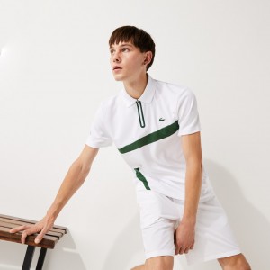 Camisa Polo Lacoste Masculino Azul Marinho Azuis Branco SPORT Paneled Breathable Piqué Tennis SK8-02830B0