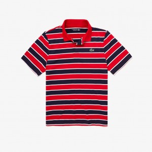 Camisa Polo Lacoste Masculino Azul Marinho Azuis Roxo SPORT Striped Breathable Golf SF0-58265L7