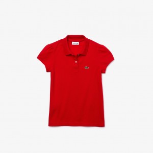 Camisa Polo Lacoste Criança Vermelhas Scalloped Collar Mini Piqué FI3-27702N0