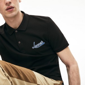 Camisa Polo Lacoste Masculino Pretas Signature Cotton KP8-58725N6