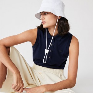 Camisa Polo Lacoste Feminino Azul Marinho Azuis Sleeveless Cotton Piqué IG6-41374X5