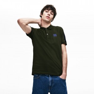 Camisa Polo Lacoste Masculino Caqui Verdes Azul Marinho Azuis Slim Fit Cotton Mini Piqué OM1-82928I2