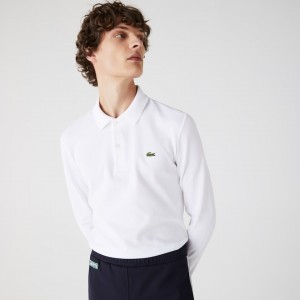 Camisa Polo Lacoste Masculino Branco Slim Fit Petit Piqué NV7-72457Y8