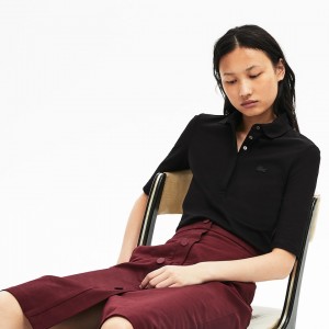 Camisa Polo Lacoste Feminino Pretas Slim Fit Stretch Mini Piqué DW8-95269M6