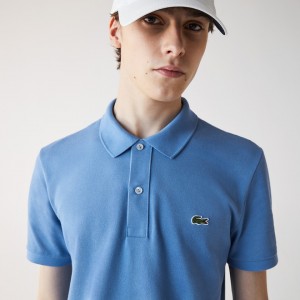 Camisa Polo Lacoste Masculino Azuis Slim Fit in Petit Piqué TE9-13481Y1