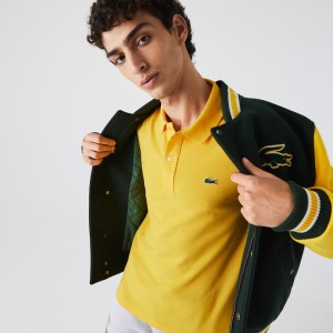 Camisa Polo Lacoste Masculino Amarelas Slim Fit in Petit Piqué XF1-66786M5