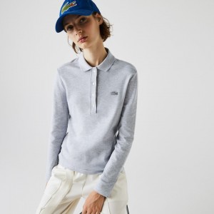 Camisa Polo Lacoste Feminino Cinzentas Slim Stretch Piqué KQ2-51915P5