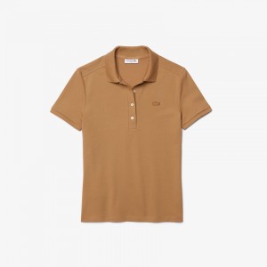 Camisa Polo Lacoste Feminino Bege Stretch Cotton Piqué YN1-15091M9