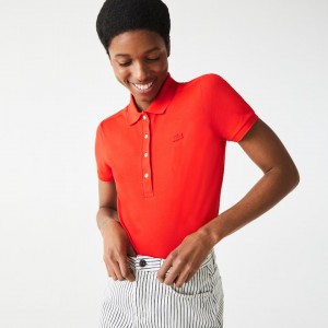 Camisa Polo Lacoste Feminino Vermelhas Stretch Cotton Piqué VQ7-45334I8