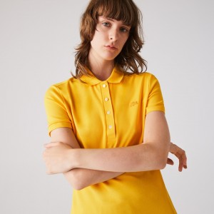 Camisa Polo Lacoste Feminino Amarelas Stretch Cotton Piqué BV9-62296R4