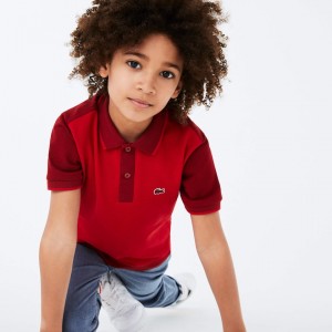 Camisa Polo Lacoste Criança Vermelhas Vermelhas Escuro Two-Tone Cotton Piqué FS6-88148V4