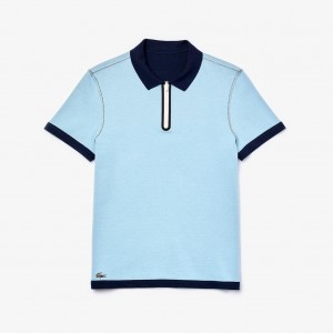 Camisa Polo Lacoste Masculino Azul Marinho Azuis Azuis Zippered Collar Regular Fit Reversible Piqué NQ2-95309I5