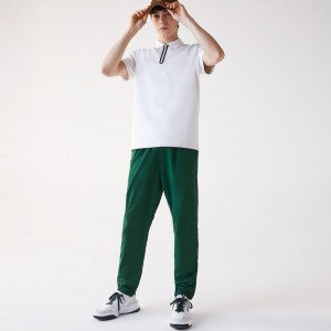 Camisa Polo Lacoste Masculino Branco Bege Zippered Collar Regular Fit Reversible Piqué FI7-23502T5