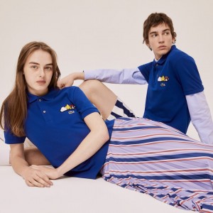 Camisa Polo Lacoste Feminino Azuis x FriendsWithYou Design Classic Fit CU7-35013E9