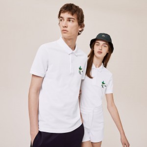 Camisa Polo Lacoste Feminino Branco x Jeremyville Design Classic Fit ZC5-34883G4