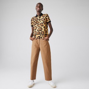 Camisa Polo Lacoste Feminino Branco x National Geographic Animal Print Piqué ED5-27642T5