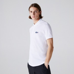 Camisa Polo Lacoste Masculino Branco x National Geographic Regular Fit Organic Cotton IL5-10451A5