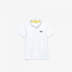 Camisa Polo Lacoste Criança Branco x National Geographic Cotton Piqué ZK4-45804V2