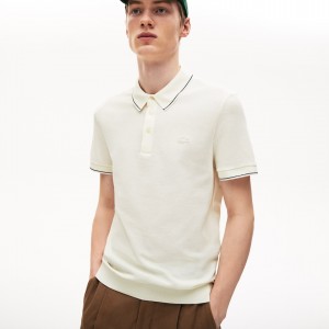 Camisas Lacoste Masculino Branco Pretas Cotton-Silk Piqué Polo PP8-44944P7