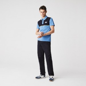 Camisas Lacoste Masculino Azuis Azul Marinho Azuis Heritage Slim Fit Stretch Cotton Piqué Polo ZX3-52585B5