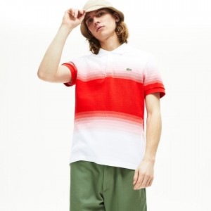 Camisas Lacoste Masculino Branco Vermelhas Made in France Cotton Piqué Regular Fit Polo PN4-50965J6