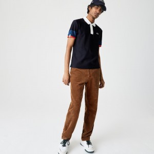 Camisas Lacoste Masculino Azul Marinho Azuis Azuis Branco Vermelhas Made in France Regular Fit Organic Cotton Polo AV5-31033I0