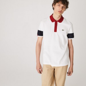 Camisas Lacoste Masculino Branco Azul Marinho Azuis Vermelhas Escuro Branco Made in France Regular Fit Organic Cotton Polo VY1-50695H6