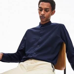 Camisas Lacoste Masculino Azul Marinho Azuis Motion Breathable Stretch Cotton DK2-38513N9
