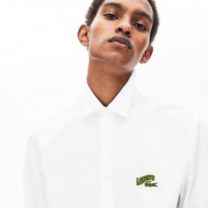 Camisas Lacoste Masculino Branco Regular Fit Badge Logo UR4-50895Y9
