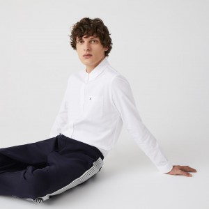 Camisas Lacoste Masculino Branco Regular Fit Cotton Oxford PH2-29242N6