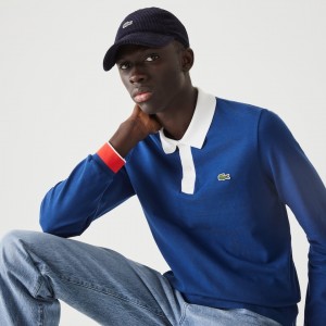 Camisas Lacoste Masculino Azuis Branco Vermelhas Regular Fit Made in France Polo LI5-78487W6