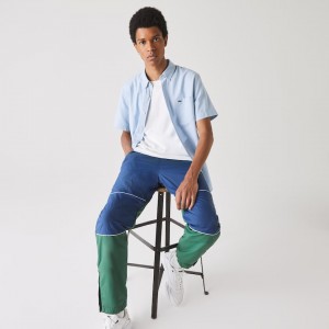 Camisas Lacoste Masculino Luz Azuis Regular Fit Oxford Cotton MW3-72317D8