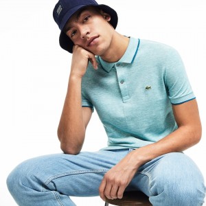 Camisas Lacoste Masculino Azuis Regular Fit Piqué Polo EP6-48824S1