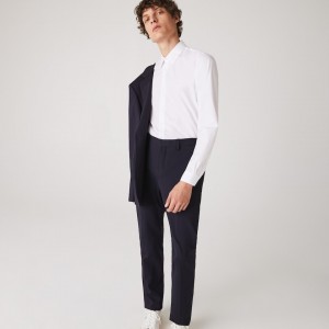 Camisas Lacoste Masculino Branco Regular Fit Premium Cotton Poplin YT8-49784E9
