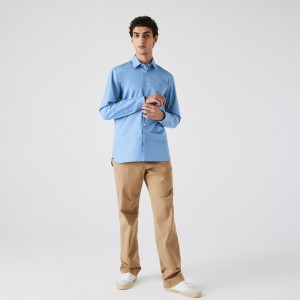 Camisas Lacoste Masculino Luz Azuis Regular Fit Premium Cotton Poplin GY1-79967T0