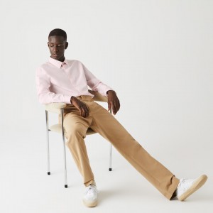 Camisas Lacoste Masculino Luz Rosa Regular Fit Premium Cotton Poplin AD1-03880V9