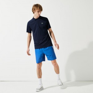 Camisas Lacoste Masculino Azul Marinho Azuis SPORT Breathable Run-Resistant Interlock Polo KI5-93259H9
