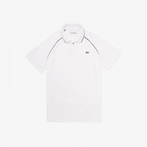 Camisas Lacoste Masculino Branco Azul Marinho Azuis SPORT Breathable Zippered Golf Polo ZV3-72697P0