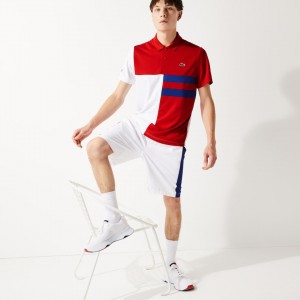 Camisas Lacoste Masculino Vermelhas Branco Azuis Pretas SPORT Colorblock Breathable Piqué Tennis Polo MZ0-88878Z8