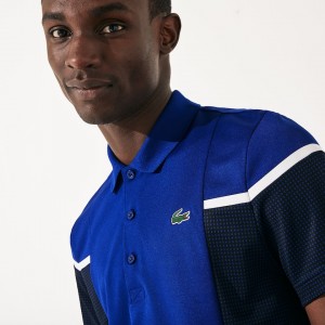 Camisas Lacoste Masculino Azuis Pretas Branco SPORT Mesh Panel Breathable Tennis Polo QB7-92669M1