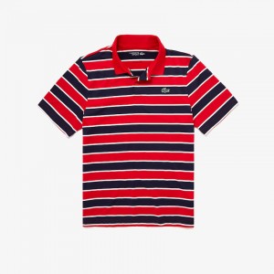 Camisas Lacoste Masculino Vermelhas Azul Marinho Azuis Branco SPORT Striped Breathable Golf Polo IU4-96089G6